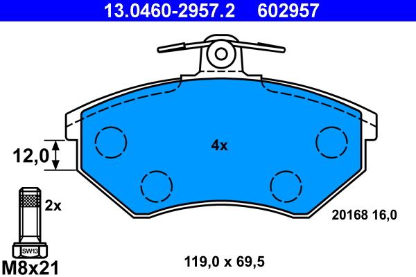 Picture of Brake Pad Set - ATE - 13.0460-2957.2