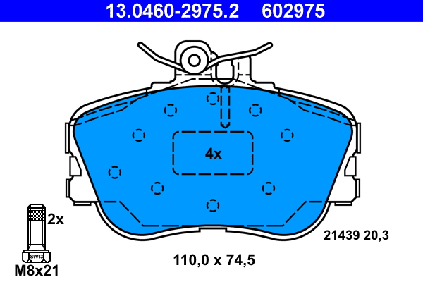 Picture of Brake Pad Set, disc brake - ATE - 13.0460-2975.2