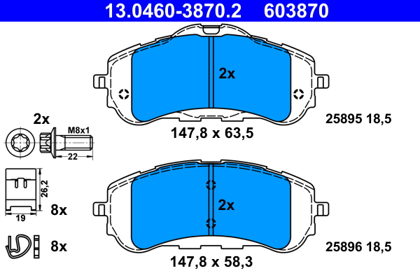 Picture of Brake Pad Set, disc brake - ATE - 13.0460-3870.2