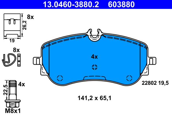 Picture of Brake Pad Set, disc brake - ATE - 13.0460-3880.2