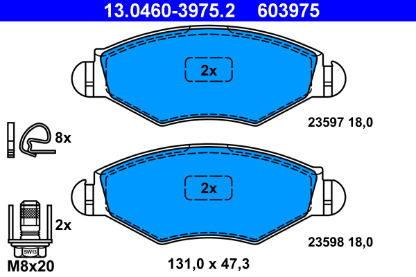 Picture of Brake Pad Set, disc brake - ATE - 13.0460-3975.2