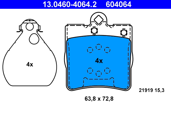 Picture of Brake Pad Set - ATE - 13.0460-4064.2