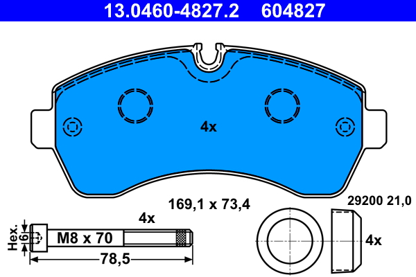Picture of Brake Pad Set, disc brake - ATE - 13.0460-4827.2