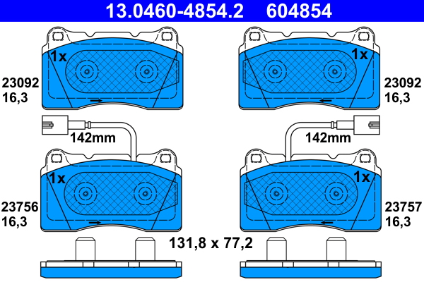 ATE disk pločice ALFA ROMEO 13.0460-4854.2 prednje, giulietta ->12 brembo sys