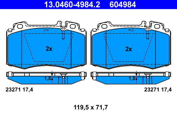 Picture of Brake Pad Set, disc brake - ATE - 13.0460-4984.2