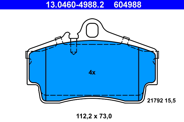 ATE disk pločice PORSCHE 13.0460-4988.2 zadnje, carrera 3.4 97-01