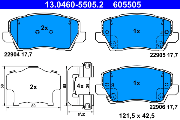 Picture of Brake Pad Set - ATE - 13.0460-5505.2