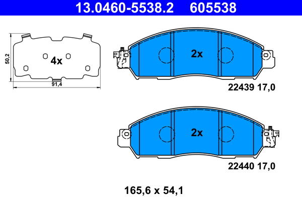 Picture of Brake Pad Set, disc brake - ATE - 13.0460-5538.2