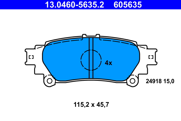 ATE disk pločice LEXUS 13.0460-5635.2 zadnje, rx 350 awd,prius plus 08->