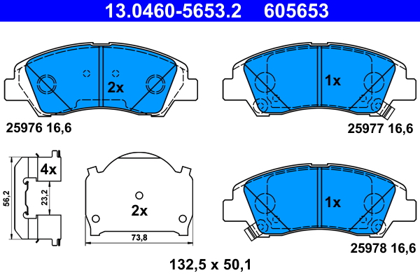 Picture of Brake Pad Set, disc brake - ATE - 13.0460-5653.2