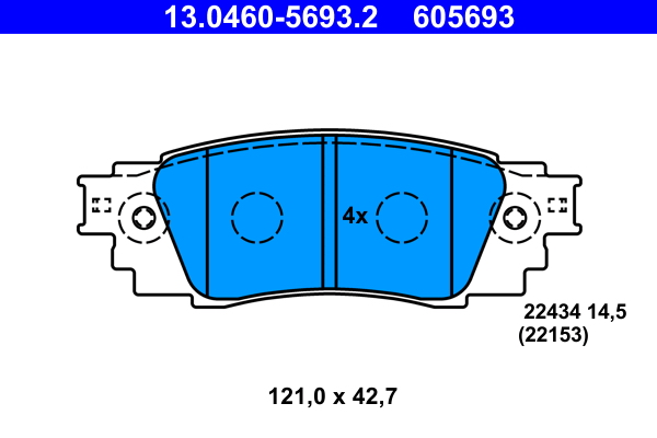 Picture of Brake Pad Set, disc brake - ATE - 13.0460-5693.2