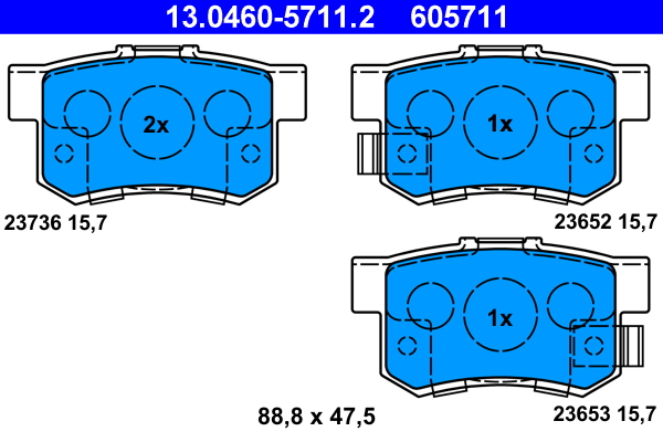 Picture of Brake Pad Set, disc brake - ATE - 13.0460-5711.2