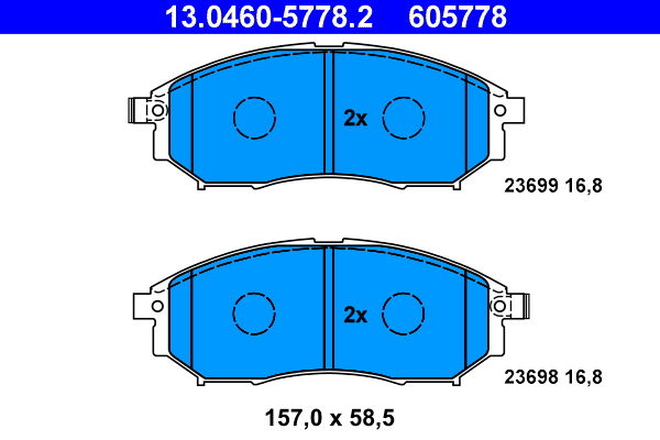 Picture of Brake Pad Set, disc brake - ATE - 13.0460-5778.2