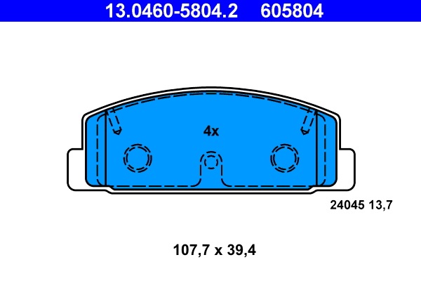Picture of Brake Pad Set, disc brake - ATE - 13.0460-5804.2