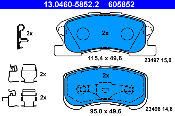 Picture of Brake Pad Set, disc brake - ATE - 13.0460-5852.2