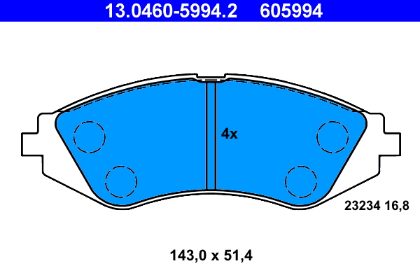 Slika ATE - 13.0460-5994.2 - Komplet pločica, disk-kočnica (Kočioni uređaj)