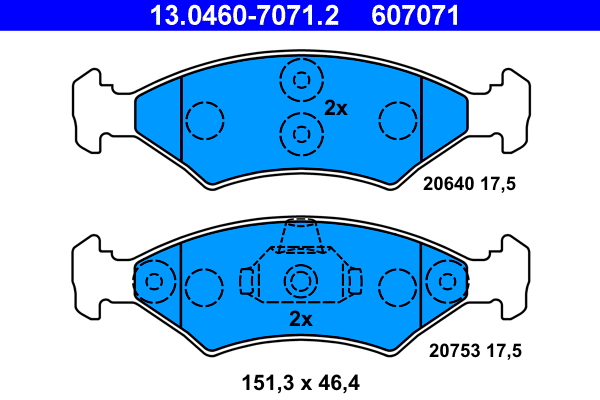 Picture of Brake Pad Set, disc brake - ATE - 13.0460-7071.2