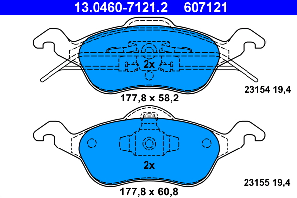 Picture of Brake Pad Set, disc brake - ATE - 13.0460-7121.2