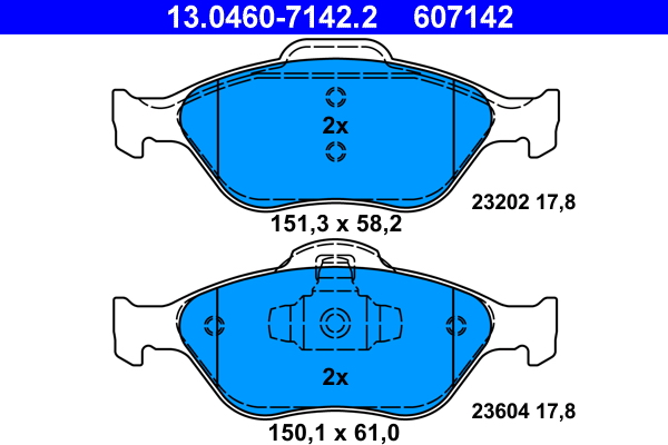 ATE disk pločice FORD 13.0460-7142.2 yaris,mazda 2,fiesta 1.2 00 ->