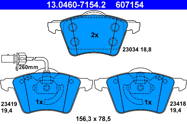 ATE disk pločice FORD 13.0460-7154.2 galaxy 1.9tdi 95 ->