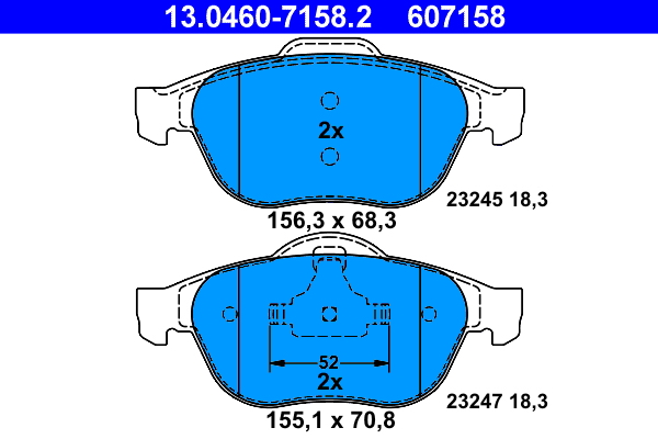 Picture of Brake Pad Set, disc brake - ATE - 13.0460-7158.2