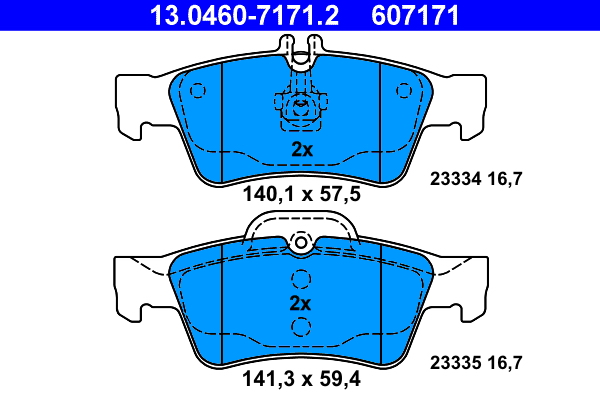 Picture of Brake Pad Set, disc brake - ATE - 13.0460-7171.2