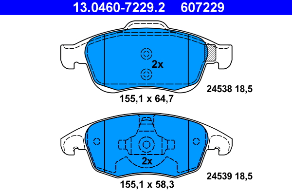 ATE disk pločice CITROEN 13.0460-7229.2 c-4 picasso 1.6hdi 07 ->