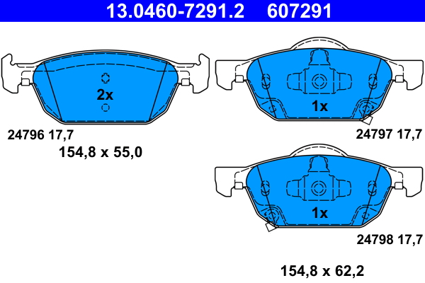 ATE disk pločice HONDA 13.0460-7291.2 prednje, accord 2.0 08->