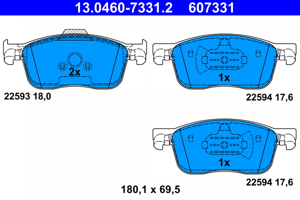 ATE disk pločice CITROEN 13.0460-7331.2 prednje, jumpy 16 ->