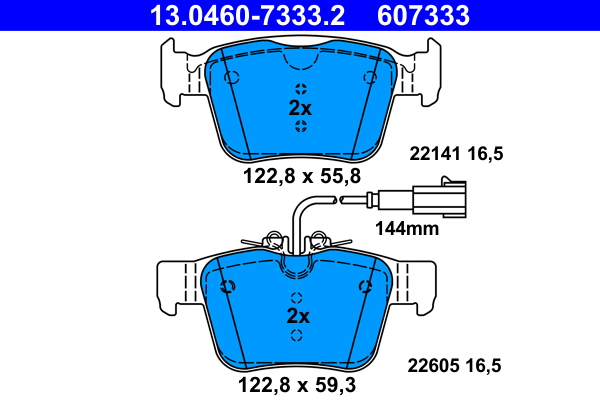 ATE disk pločice ALFA ROMEO 13.0460-7333.2 zadnje, giulia 15->