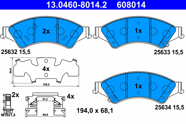 Picture of Brake Pad Set, disc brake - ATE - 13.0460-8014.2