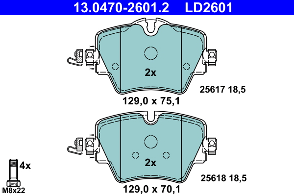 ATE disk pločice BMW 13.0470-2601.2 prednje, x1 (f48) xdrive 20 d 14->ceramic