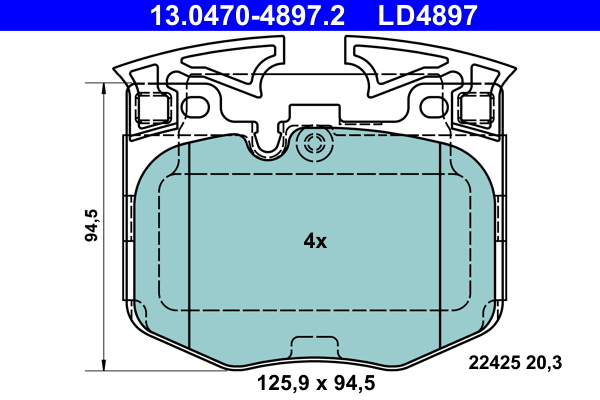 ATE disk pločice BMW 13.0470-4897.2 prednje, 5 g30/f90/g31 7 g11/g12 x3/4/5 m-performance 15->ceramic