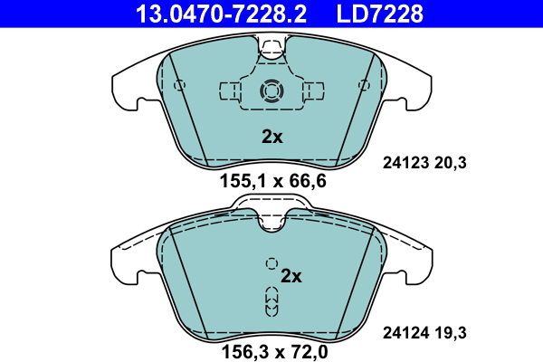 ATE disk pločice VOLVO 13.0470-7228.2 prednje, mondeo iv,s-60,s-80 06 ->ceramic