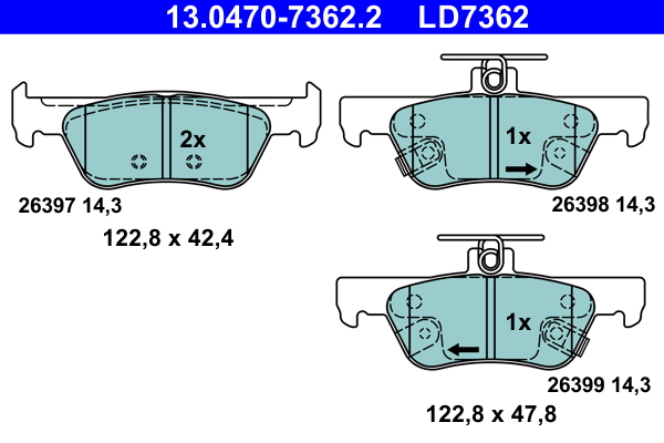 Picture of Brake Pad Set, disc brake - ATE - 13.0470-7362.2