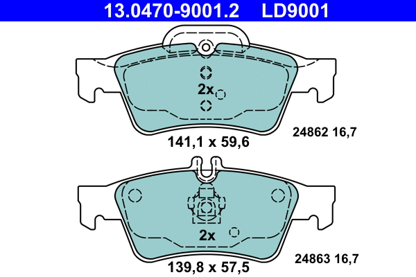 Picture of Brake Pad Set, disc brake - ATE - 13.0470-9001.2