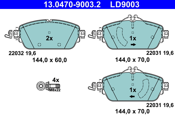 Picture of Brake Pad Set, disc brake - ATE - 13.0470-9003.2