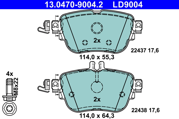 Picture of Brake Pad Set, disc brake - ATE - 13.0470-9004.2