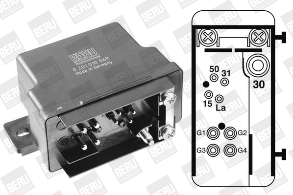 Picture of Relay, glow plug system - BorgWarner (BERU) - GR069