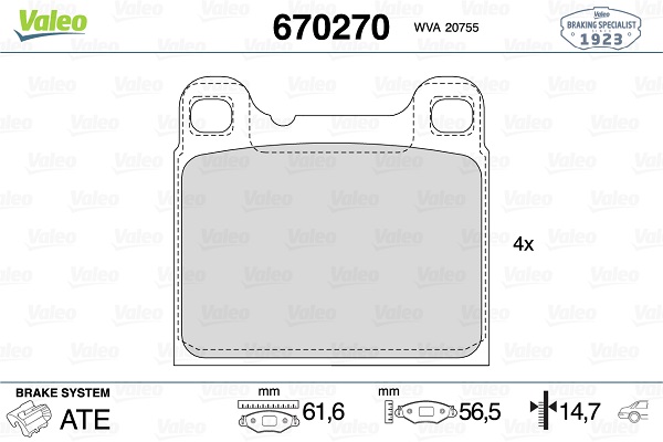 Image de Kit de plaquettes de frein, frein à disque - VALEO - 670270