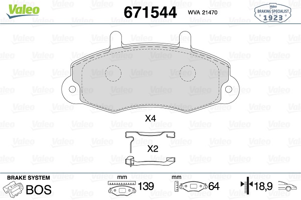 Image de Kit de plaquettes de frein, frein à disque - VALEO - 671544