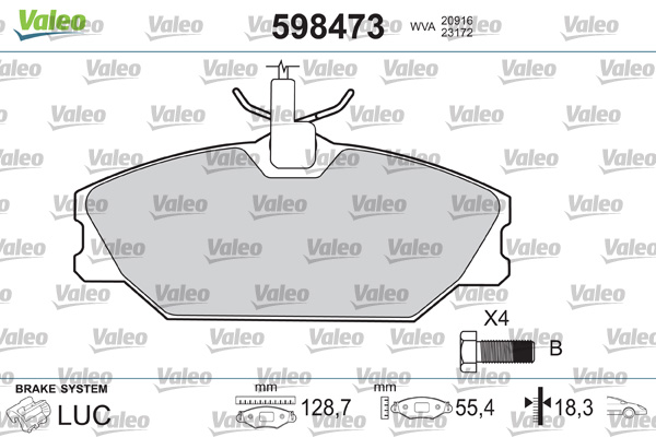 Image de Kit de plaquettes de frein, frein à disque - VALEO - 598473