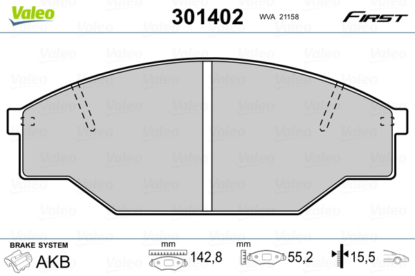 Image de Kit de plaquettes de frein, frein à disque - VALEO - 301402