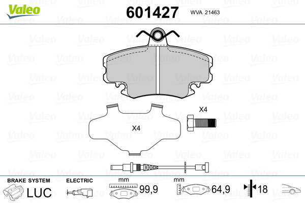 Image de Kit de plaquettes de frein, frein à disque - VALEO - 601427
