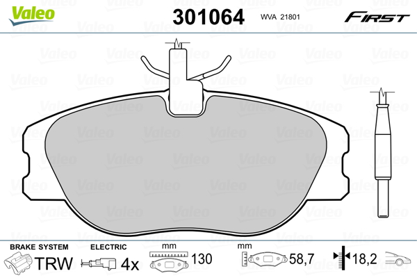 Image de Kit de plaquettes de frein, frein à disque - VALEO - 301064