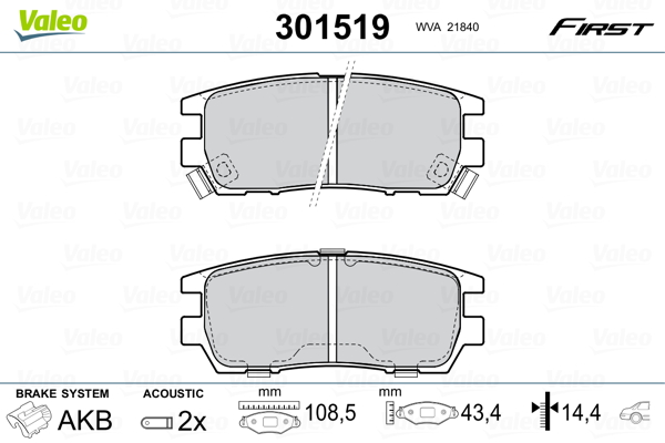 Image de Kit de plaquettes de frein, frein à disque - VALEO - 301519