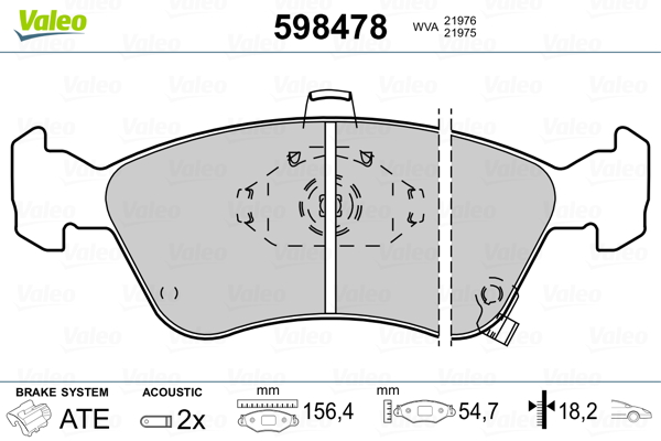 Image de Kit de plaquettes de frein, frein à disque - VALEO - 598478