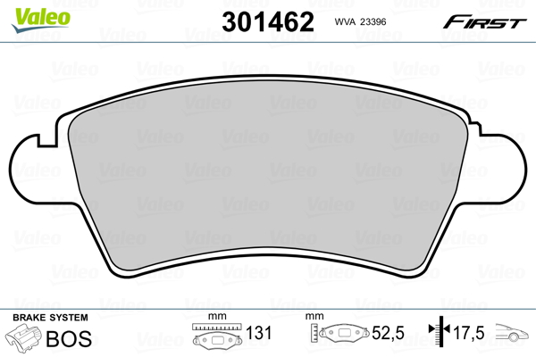 Slika VALEO - 301462 - Komplet pločica, disk-kočnica (Kočioni uređaj)