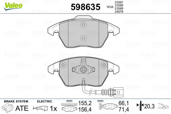 Image de Kit de plaquettes de frein, frein à disque - VALEO - 598635