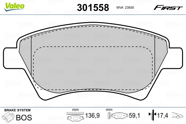 PREDNJE KOČIONE PLOČICE - VALEO - 301558